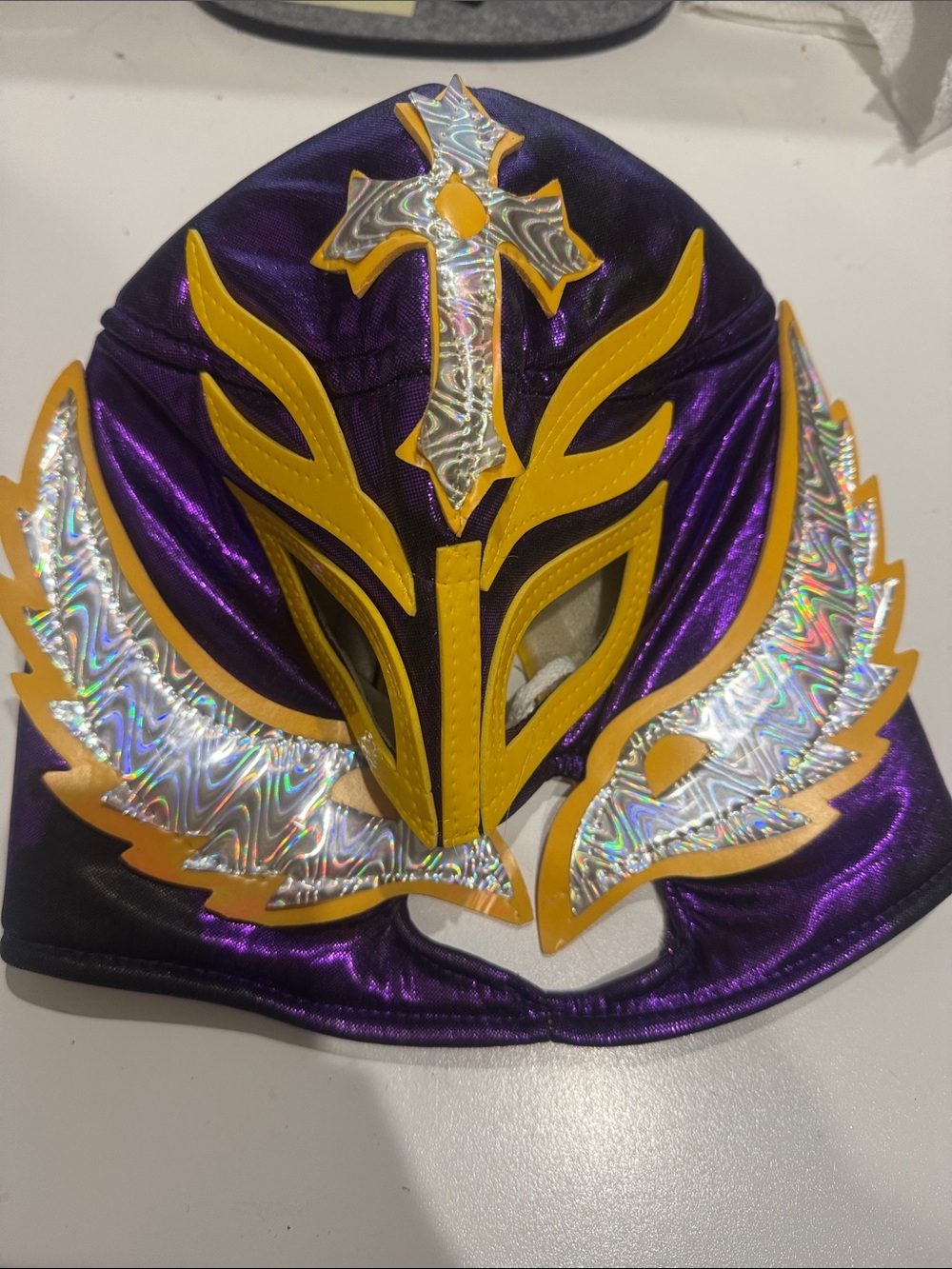 Purple and Gold Kids Luchador Costume Mask by
